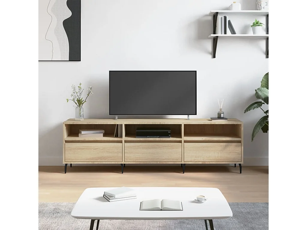 Meuble TV chêne  150x30x44,5 cm bois d'ingénierie