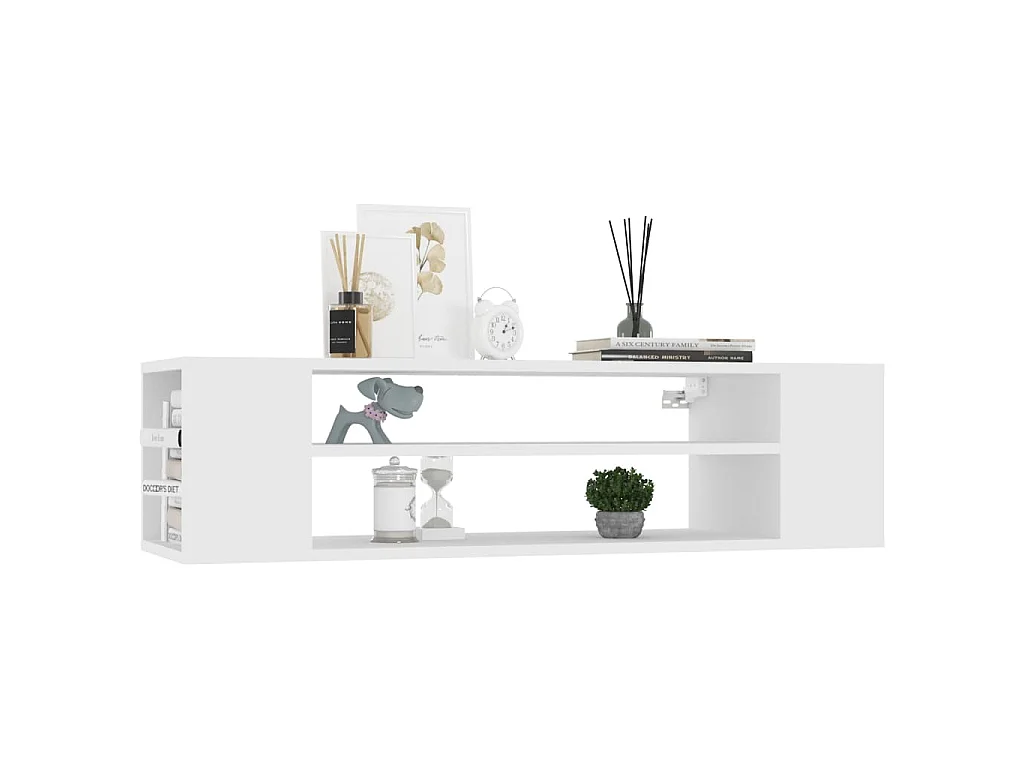 Meuble TV suspendu blanc 100 x 30 x 26,5 cm panneau de bois