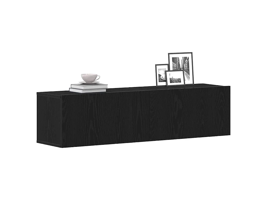 Mueble para TV de madera de roble negro 120 × 30 × 30,5 cm