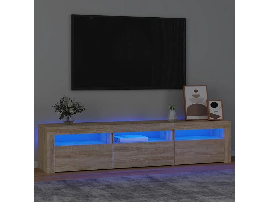 Meuble TV avec lumières LED Chêne  180x35x40 cm