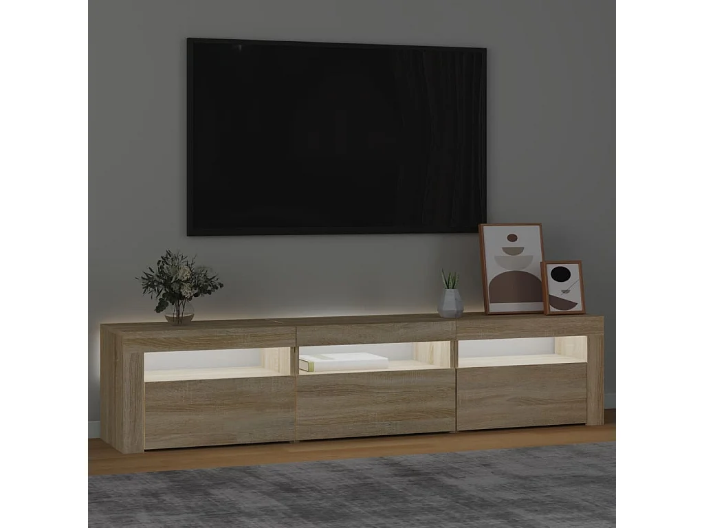 Meuble TV avec lumières LED Chêne  180x35x40 cm