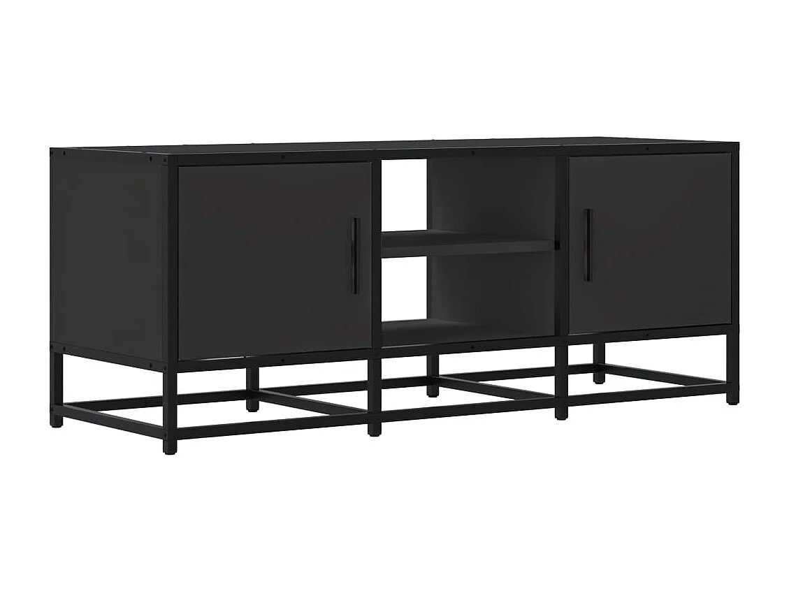 Mueble de TV madera de ingeniería y metal negro 100x35x41 cm