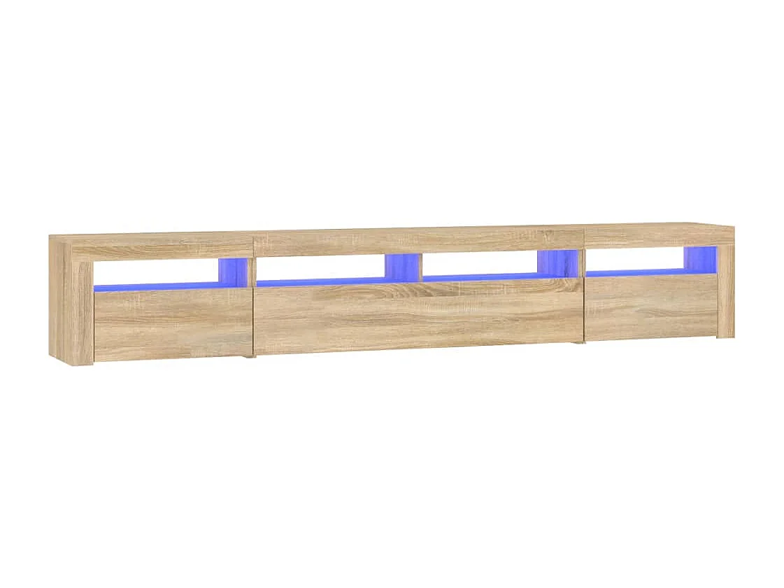 Meuble TV avec lumières LED Chêne  240x35x40 cm