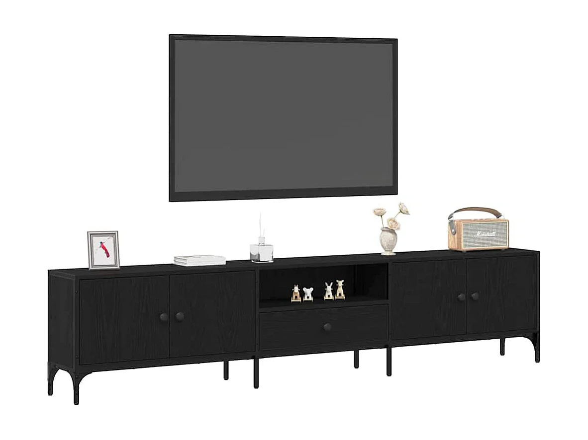 Mueble de TV Roble negro 200 x 25 x 44 cm Madera de ingeniería