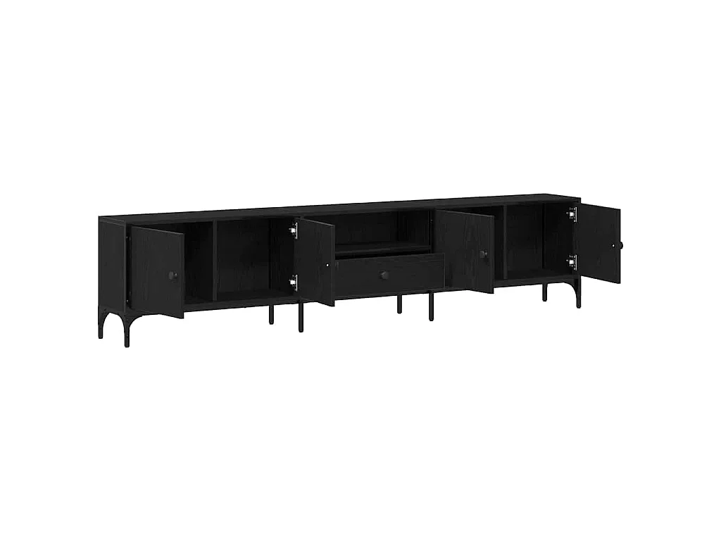 Mueble para TV de tablero de madera roble negro, 200 × 25 × 44 cm