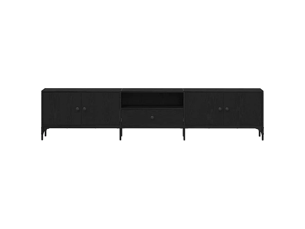 Mueble para TV de tablero de madera roble negro, 200 × 25 × 44 cm