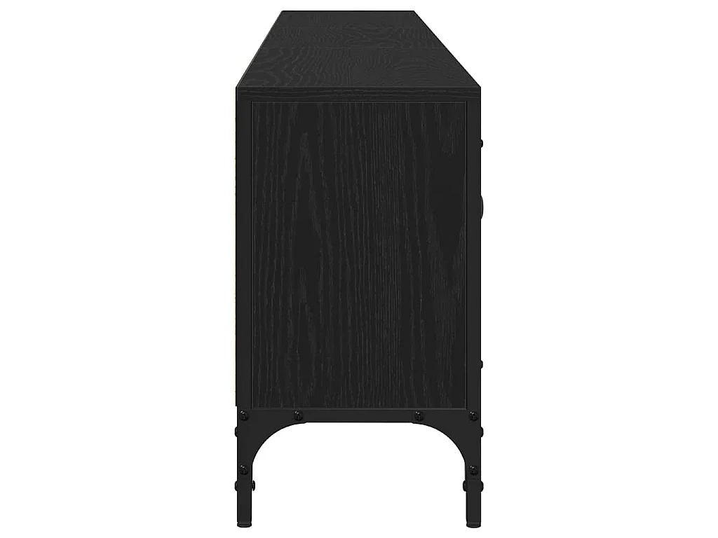 Mueble para TV de tablero de madera roble negro, 200 × 25 × 44 cm