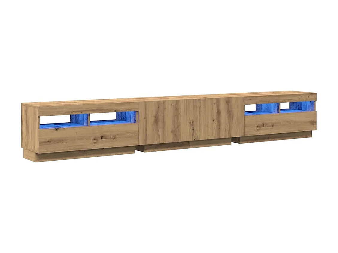 Meuble TV avec lumières LED chêne artisanal bois d'ingénierie