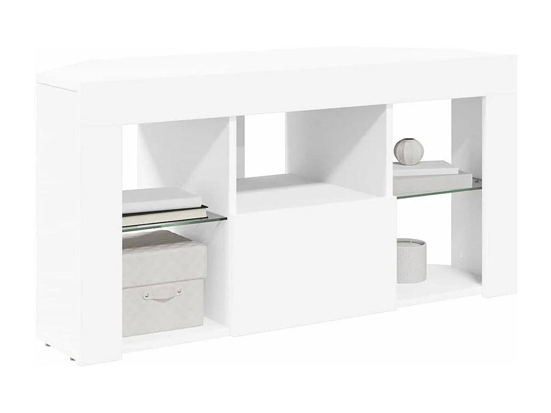 Meuble TV LED d'Angle Blanc 100 x 40 x 50 cm Bois d'ingénierie