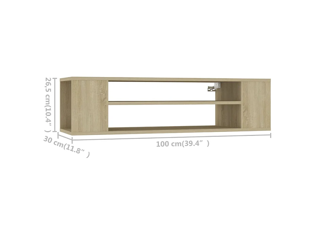 Mueble para TV colgante de contrachapado roble 100 × 30 × 26,5 cm