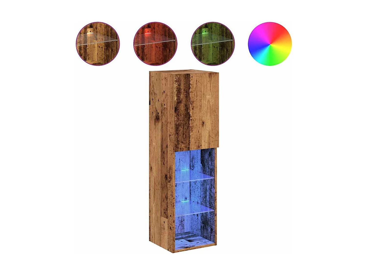 Muebles TV con luces LED 2 uds madera envejecida 30,5x30x102 cm