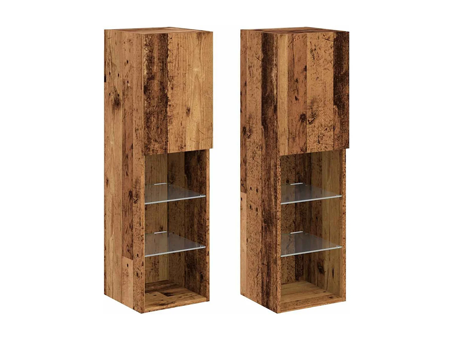 Muebles TV con luces LED 2 uds madera envejecida 30,5x30x102 cm