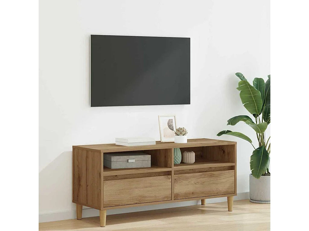 Meuble TV avec tiroir Chêne artisanal 100 x 34,5 x 44,5 cm