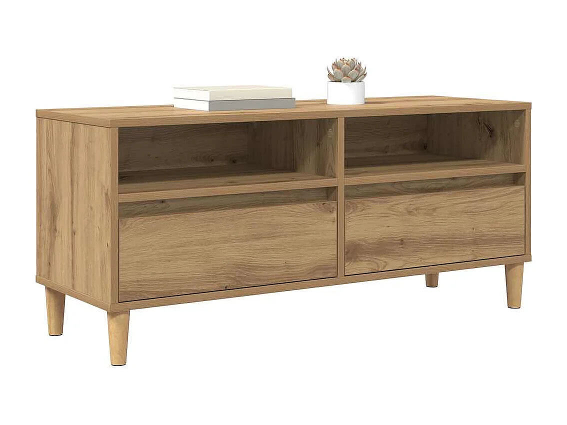 Meuble TV avec tiroir Chêne artisanal 100 x 34,5 x 44,5 cm