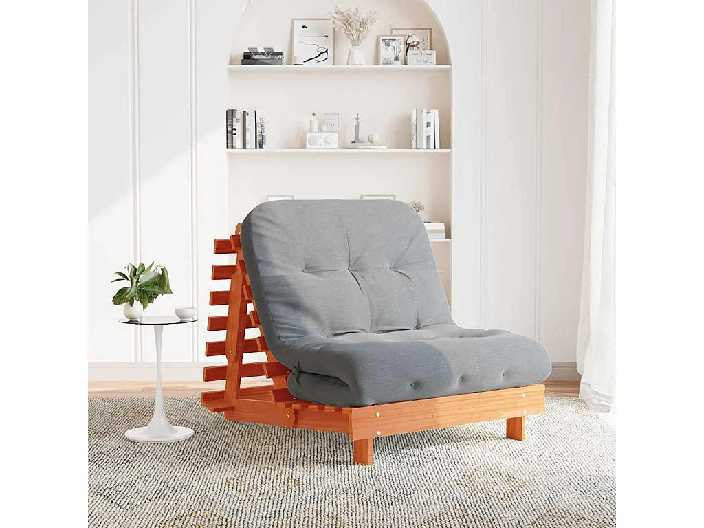 Canapé-lit futon avec matelas 80x206x11 cm bois massif de pin