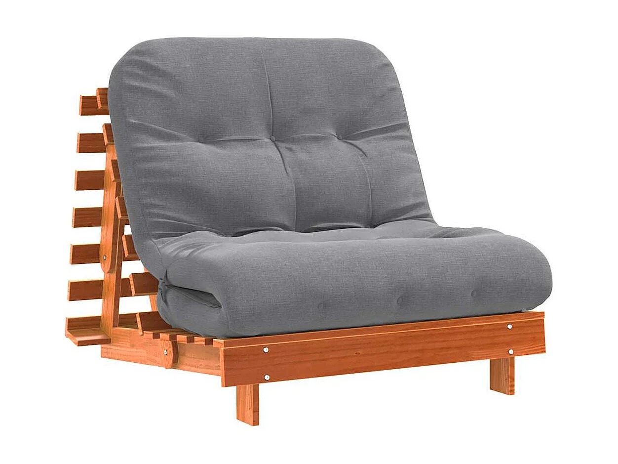 Canapé-lit futon avec matelas 80x206x11 cm bois massif de pin