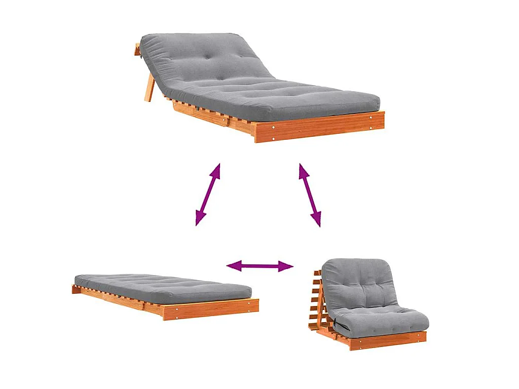 Canapé-lit futon avec matelas 80 x 206 x 11 cm bois de pin massif