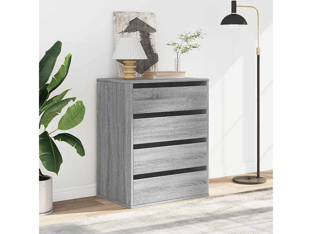 Cajonera de esquina de madera de ingeniería gris para oficina, 60 × 41 × 76 cm