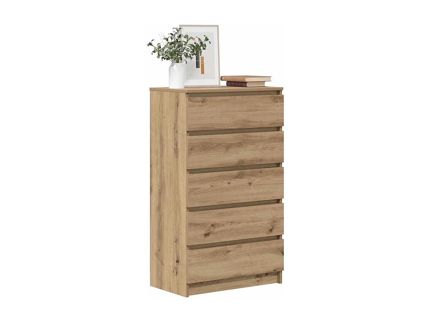 Commode chêne artisanal 60x36x103 cm bois d'ingénierie