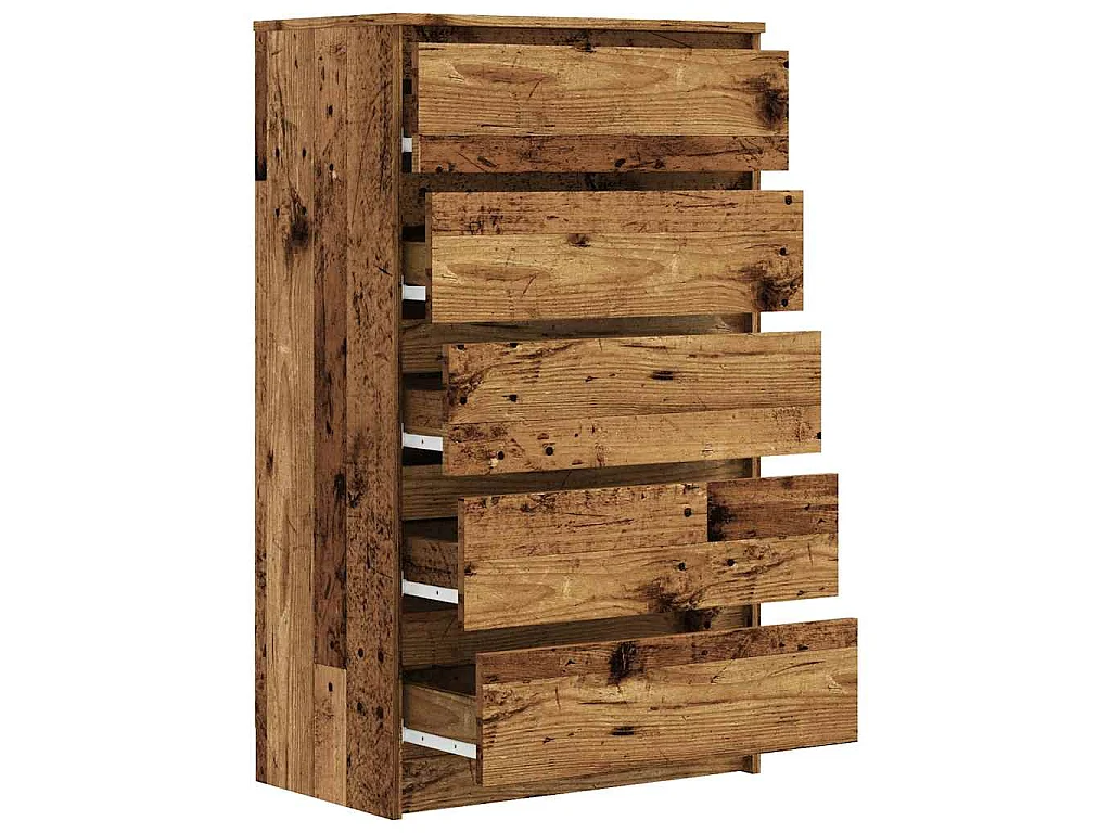 Cajonera de tablero de madera envejecida, 60 × 36 × 103 cm