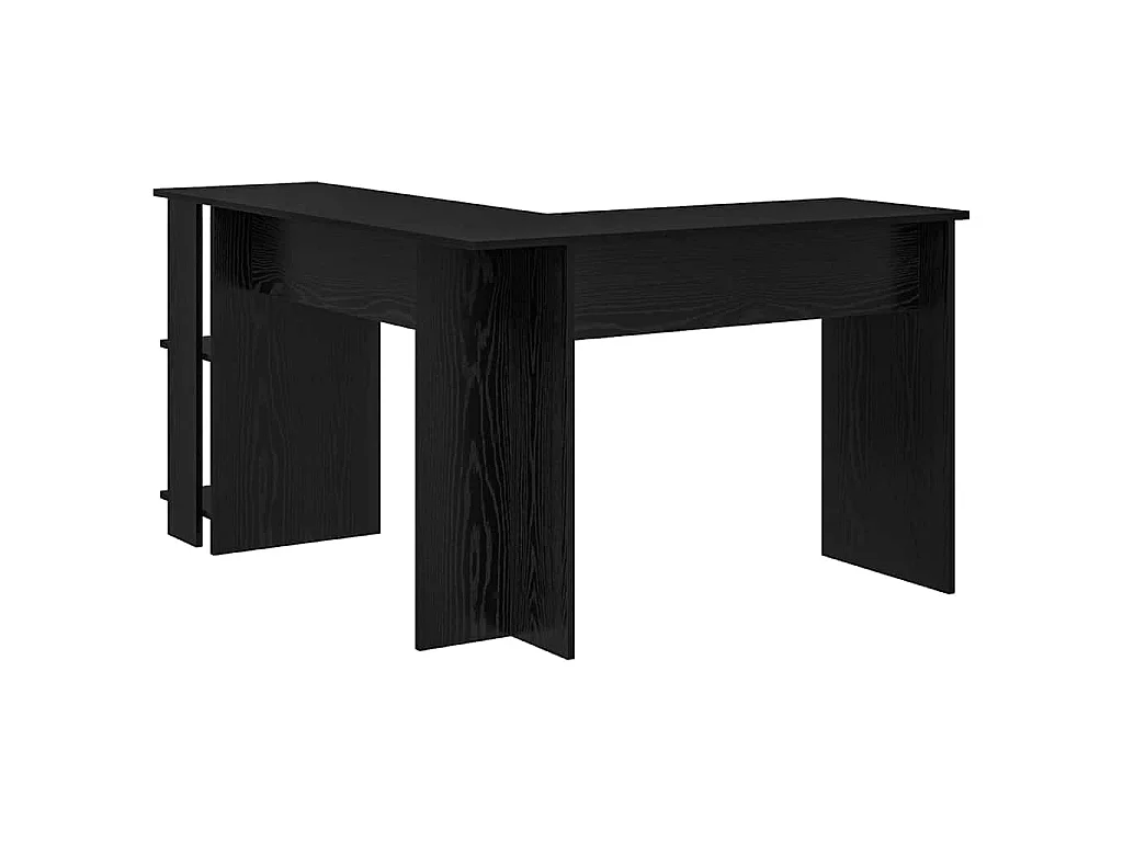 Escritorio de esquina de tablero de madera roble negro