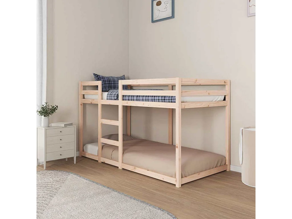 Cama litera sin colchón de madera maciza de pino, 90 × 190 cm
