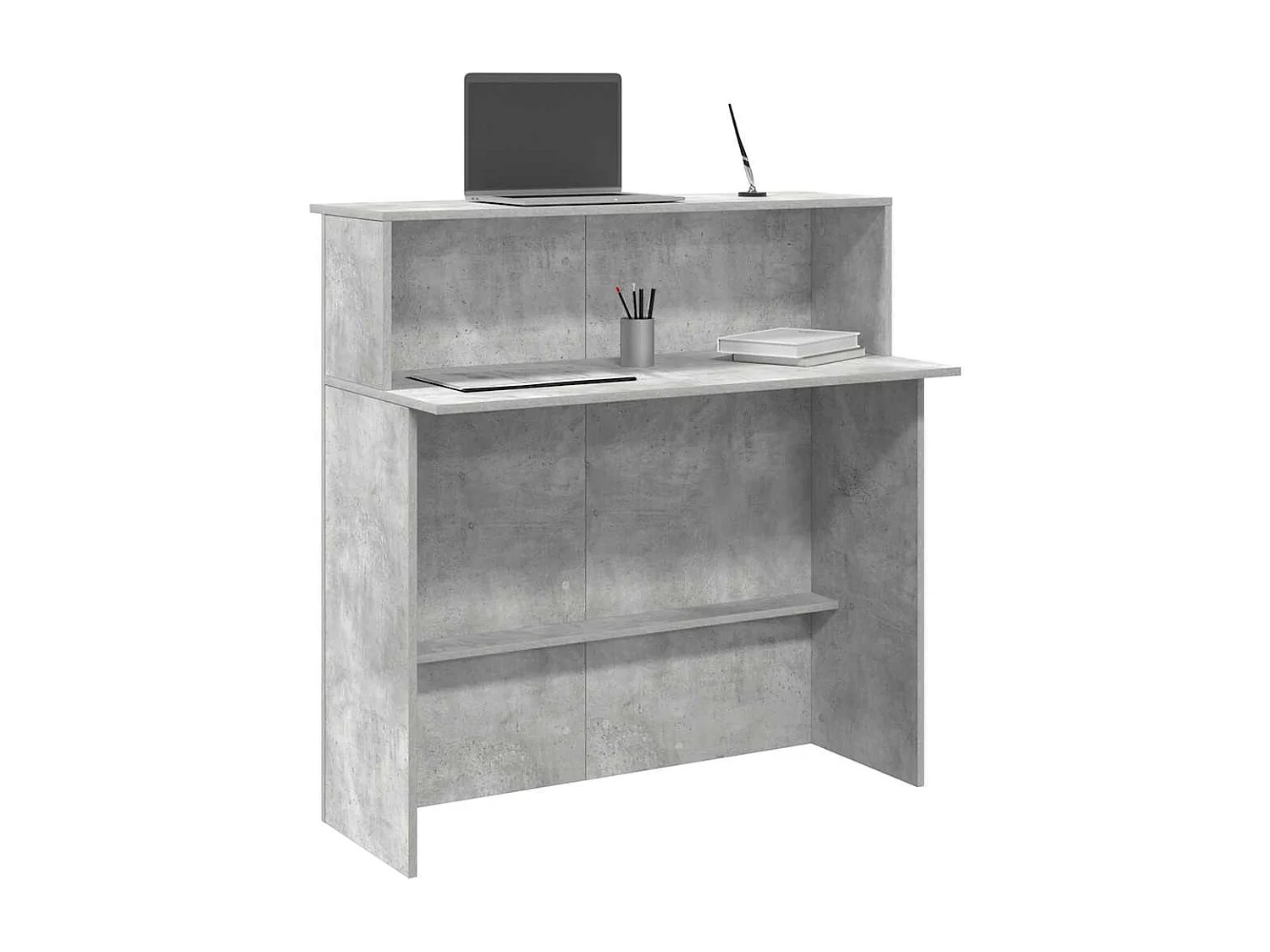 Bureau de réception gris béton 100x50x103,5cm bois d'ingénierie