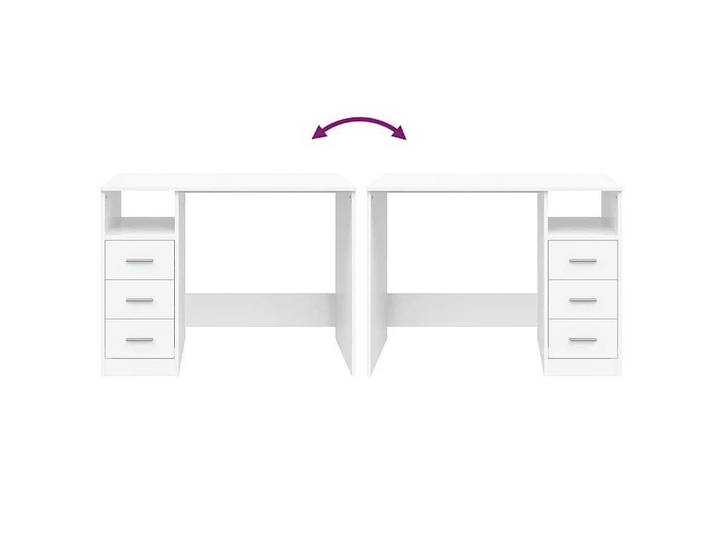 Bureau avec tiroirs blanc 102 x 50 x 76 cm panneau de bois