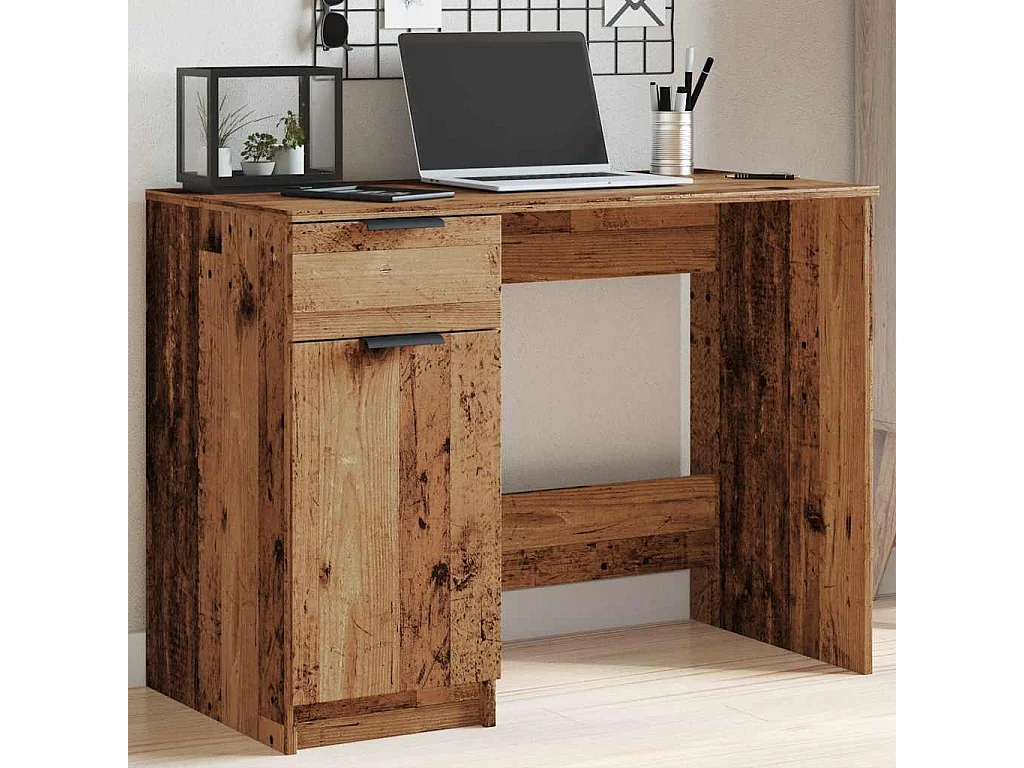 Escritorio de madera contrachapada color madera vieja, 100 × 50 × 75 cm