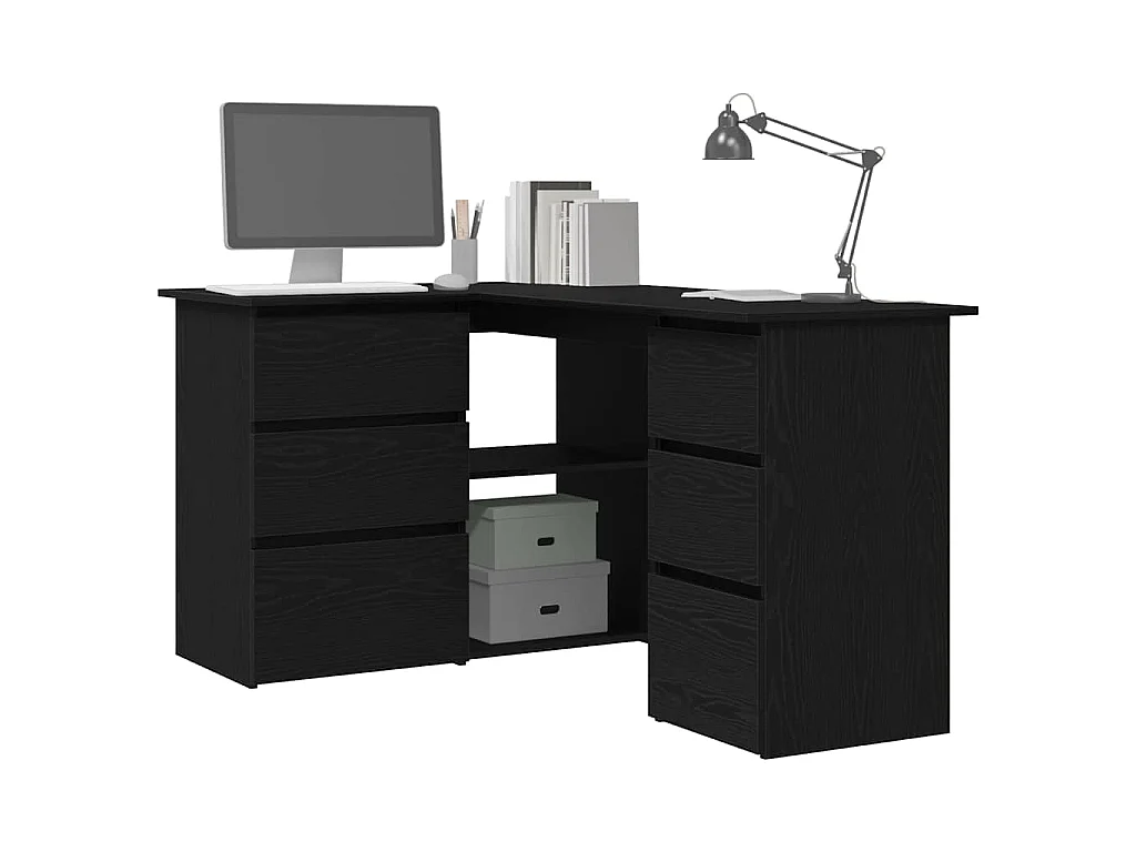Escritorio de tablero de madera roble negro, 145 × 100 × 76 cm