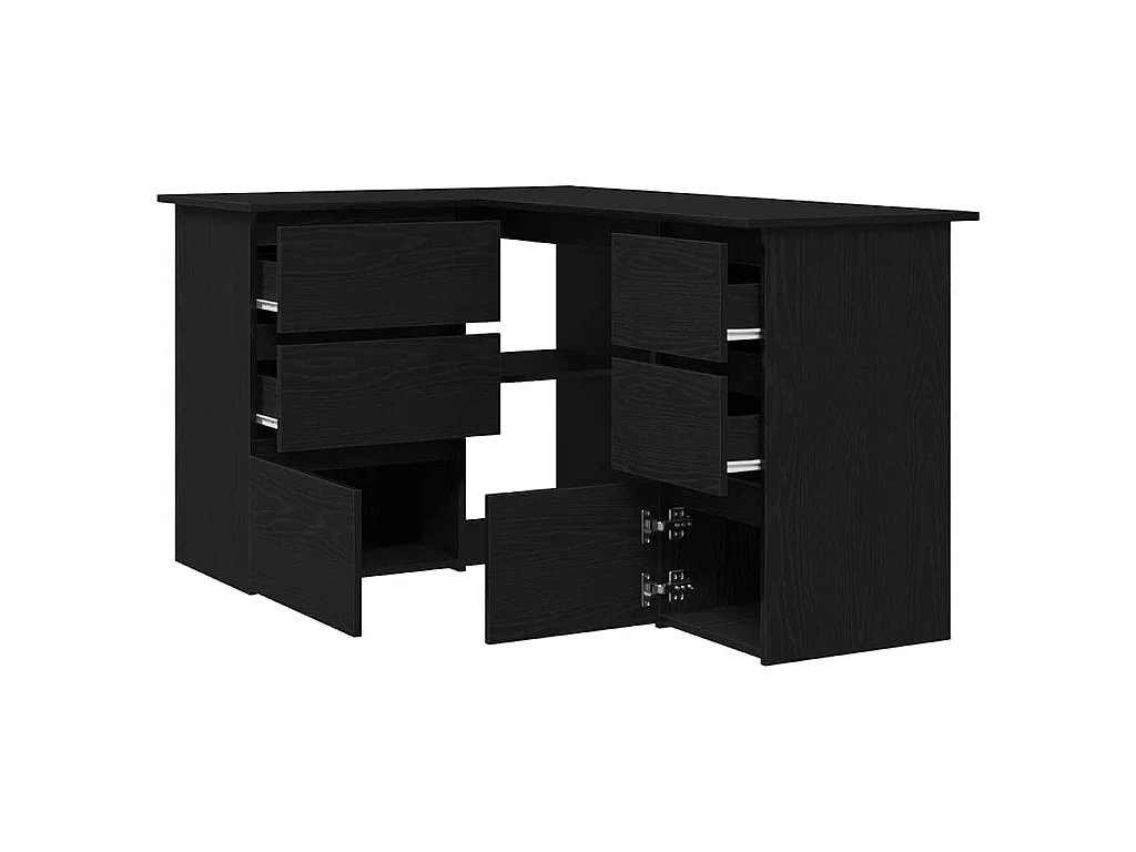 Escritorio de tablero de madera roble negro, 145 × 100 × 76 cm