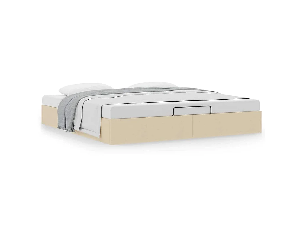 Estructura de cama otomana sin colchón color crema para dormitorio, 200 × 200 cm
