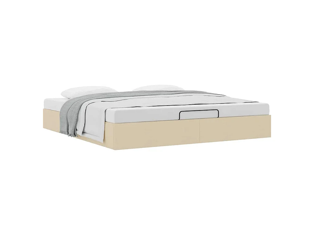 Estructura de cama otomana sin colchón color crema para dormitorio, 200 × 200 cm