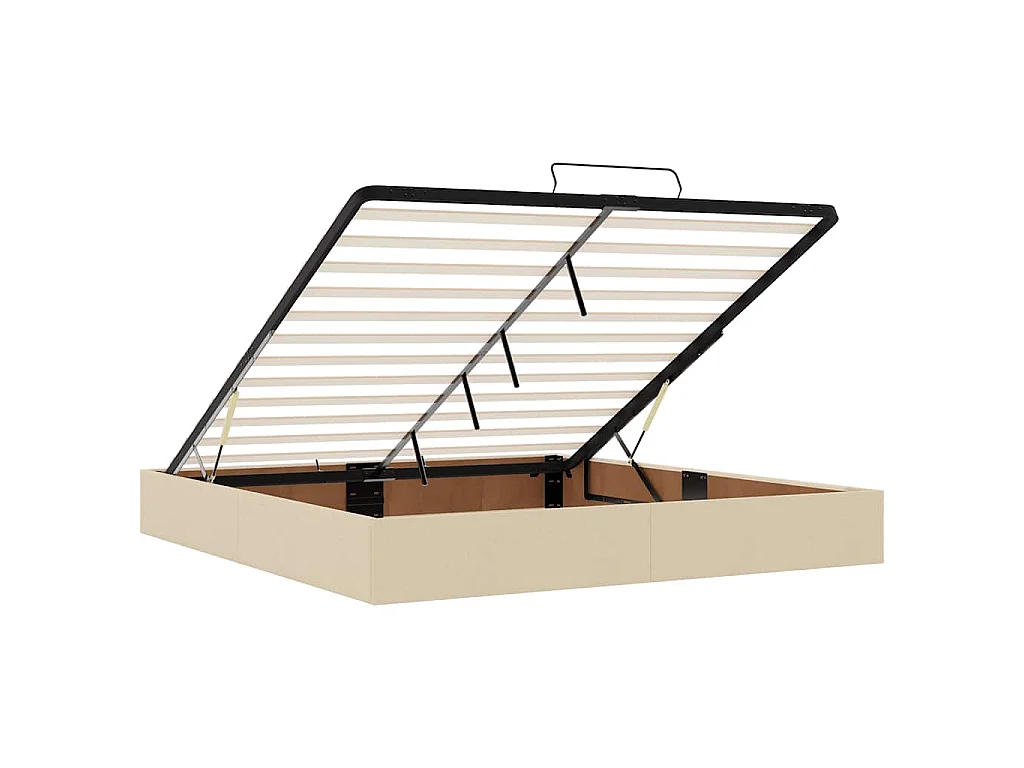 Estructura de cama otomana sin colchón color crema para dormitorio, 200 × 200 cm