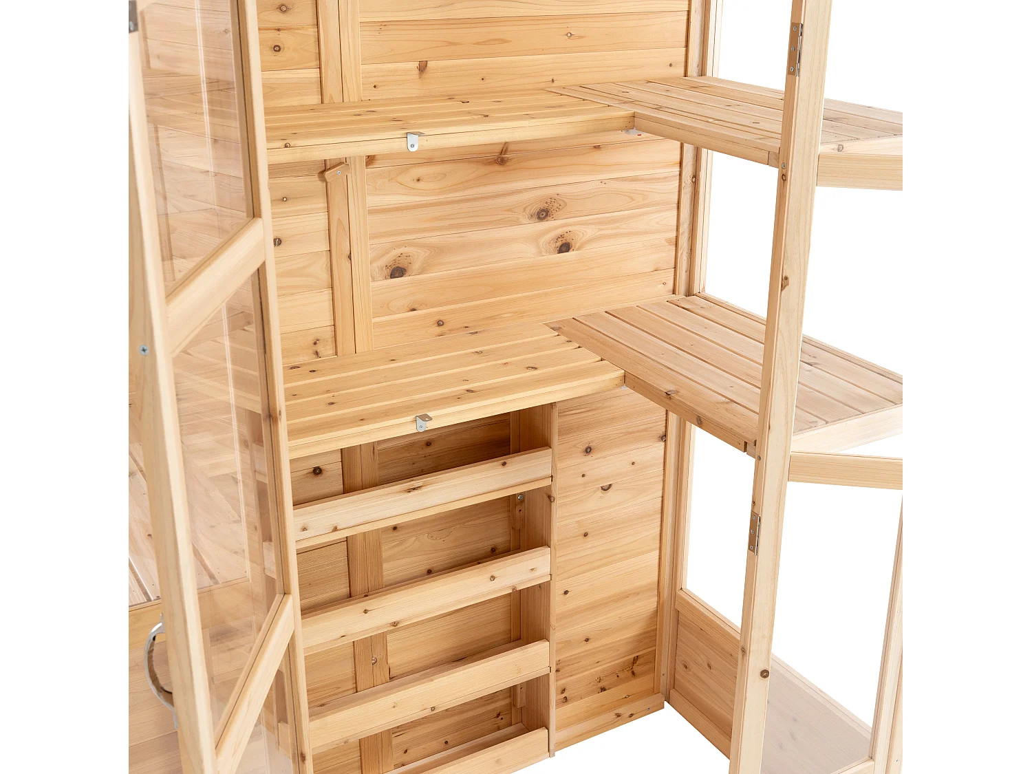 Serre de Jardin Adossée Bois Naturel 2 x 1,55 m Accessible Haut Mur Auto-Vent