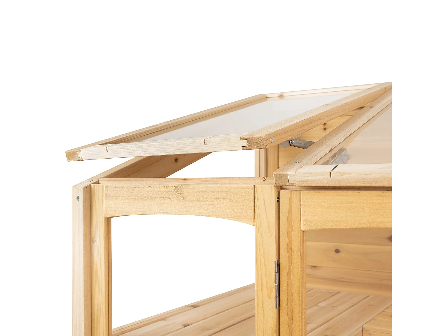 Serre de Jardin Adossée Bois Naturel 2 x 1,55 m Accessible Haut Mur Auto-Vent