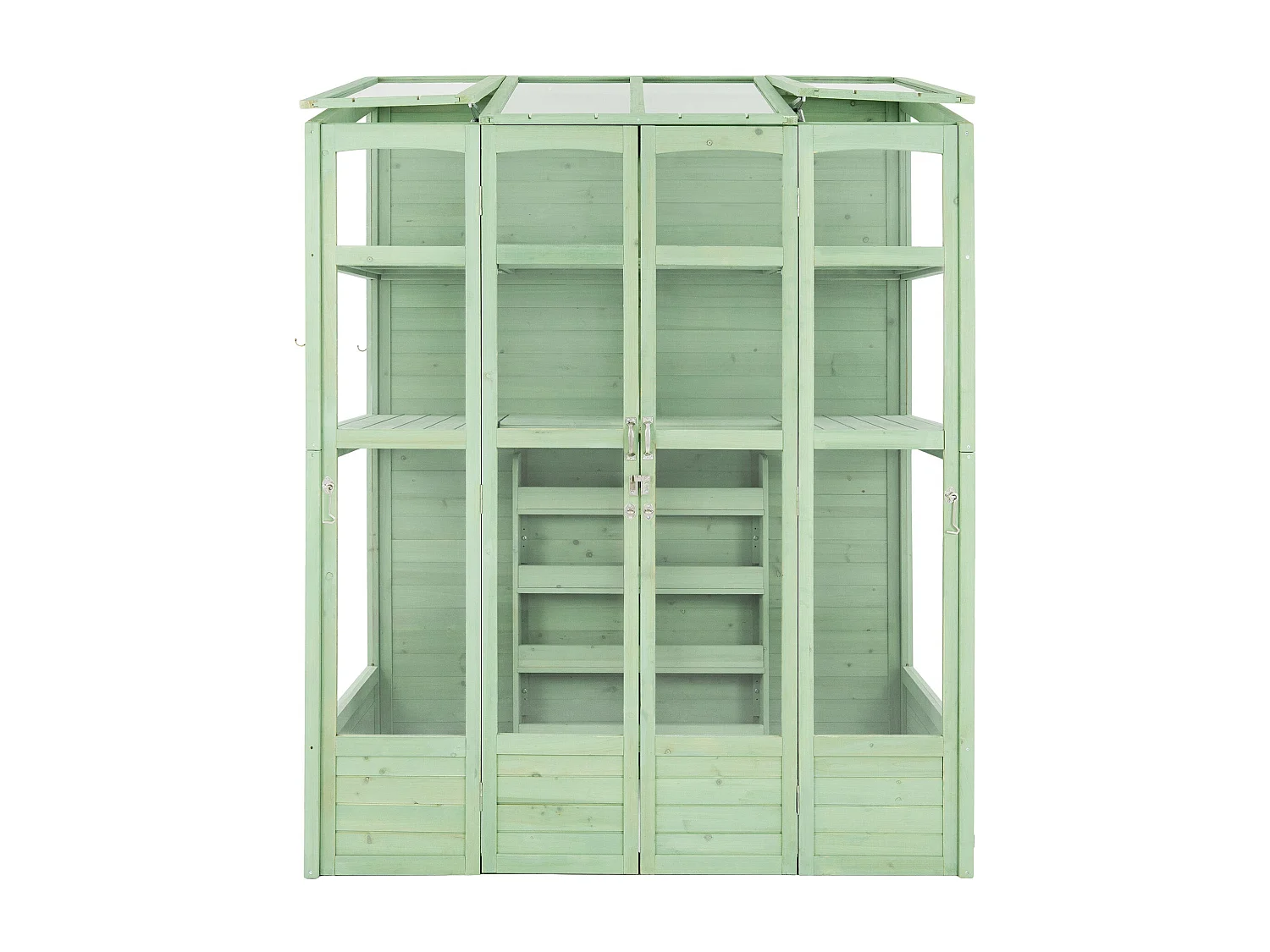Serre de Jardin Adossée Bois Vert 2 x 1,55 m Accessible Haut Mur Auto-Vent