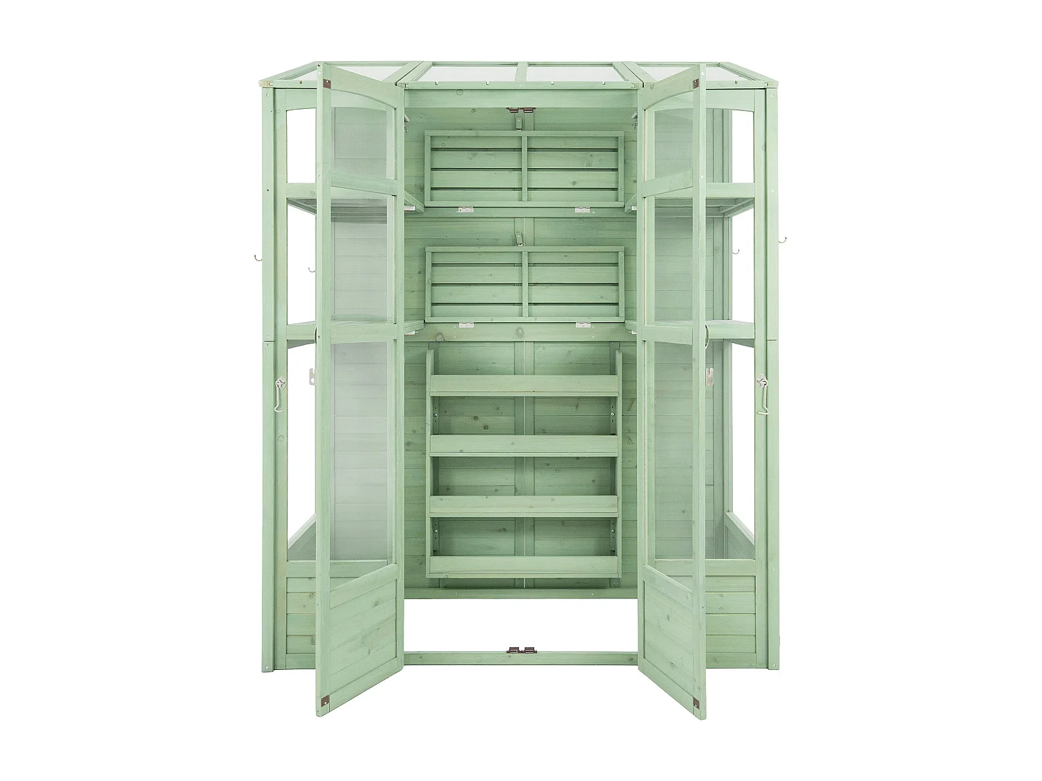 Serre de Jardin Adossée Bois Vert 2 x 1,55 m Accessible Haut Mur Auto-Vent