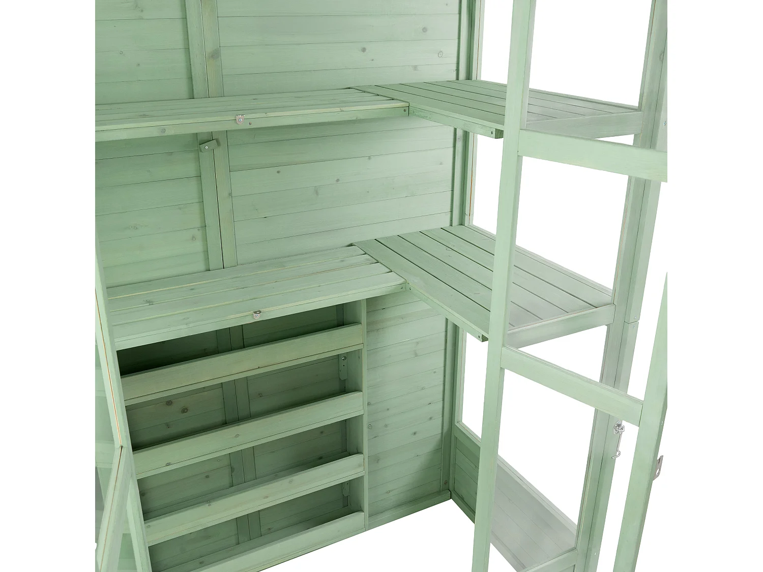 Serre de Jardin Adossée Bois Vert 2 x 1,55 m Accessible Haut Mur Auto-Vent