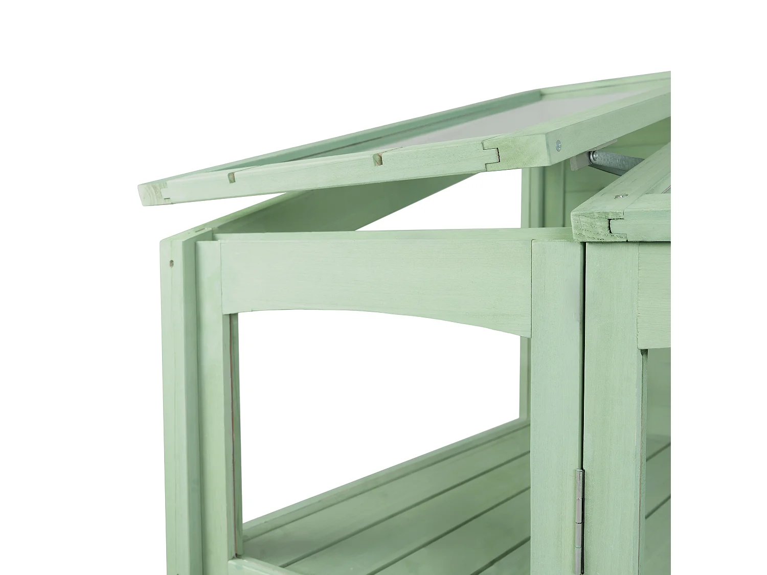 Serre de Jardin Adossée Bois Vert 2 x 1,55 m Accessible Haut Mur Auto-Vent