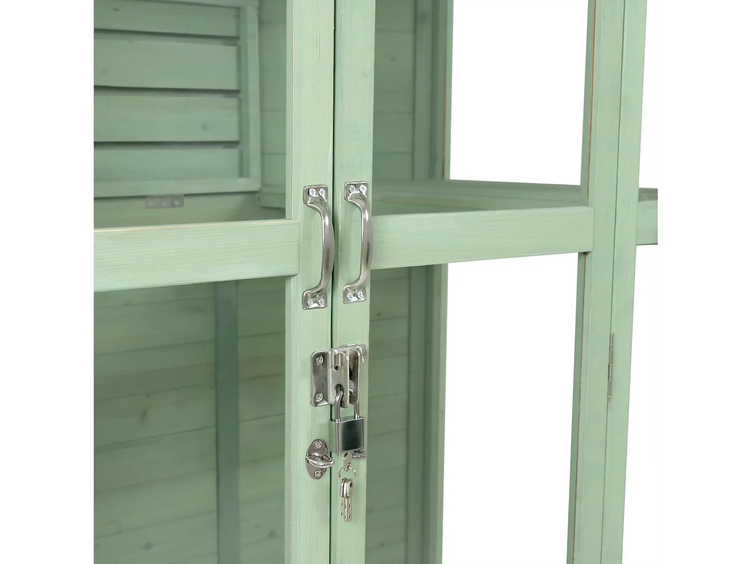 Serre de Jardin Adossée Bois Vert 2 x 1,55 m Accessible Haut Mur Auto-Vent