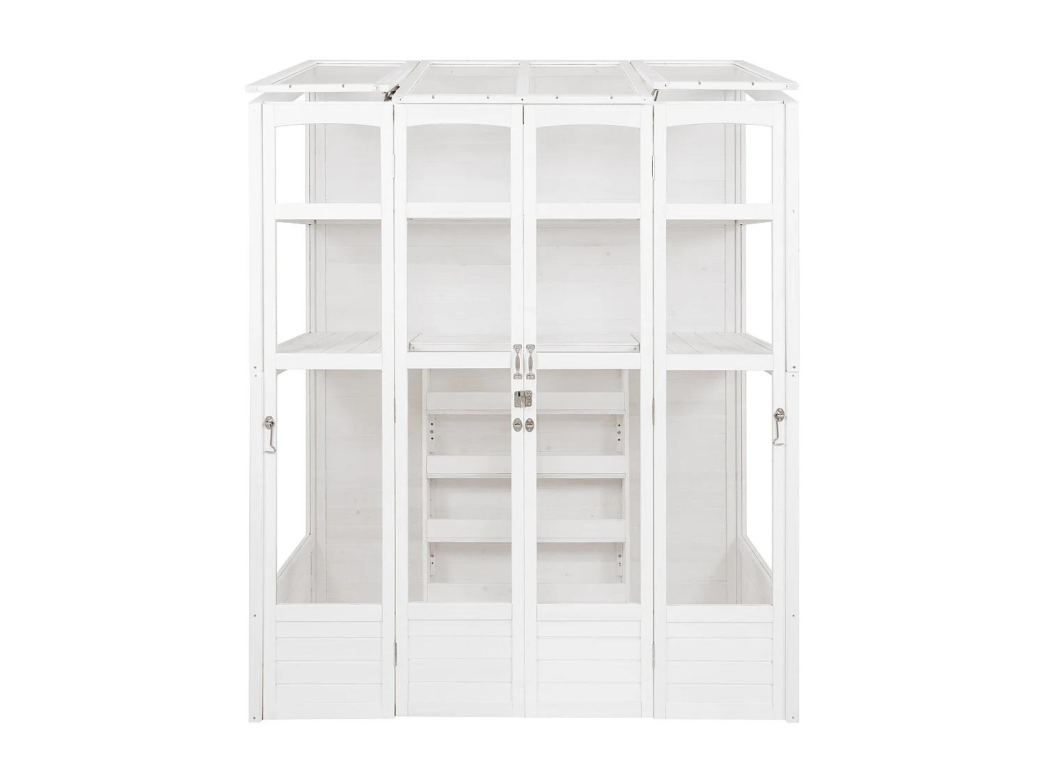 Serre de Jardin Adossée Bois Blanc 2 x 1,55 m Accessible Haut Mur Auto-Vent