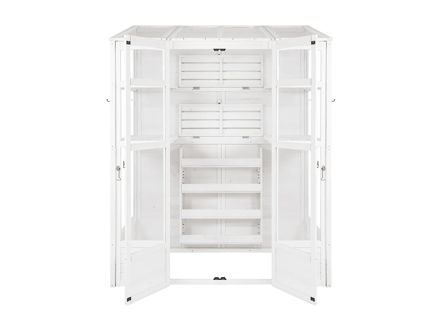 Serre de Jardin Adossée Bois Blanc 2 x 1,55 m Accessible Haut Mur Auto-Vent