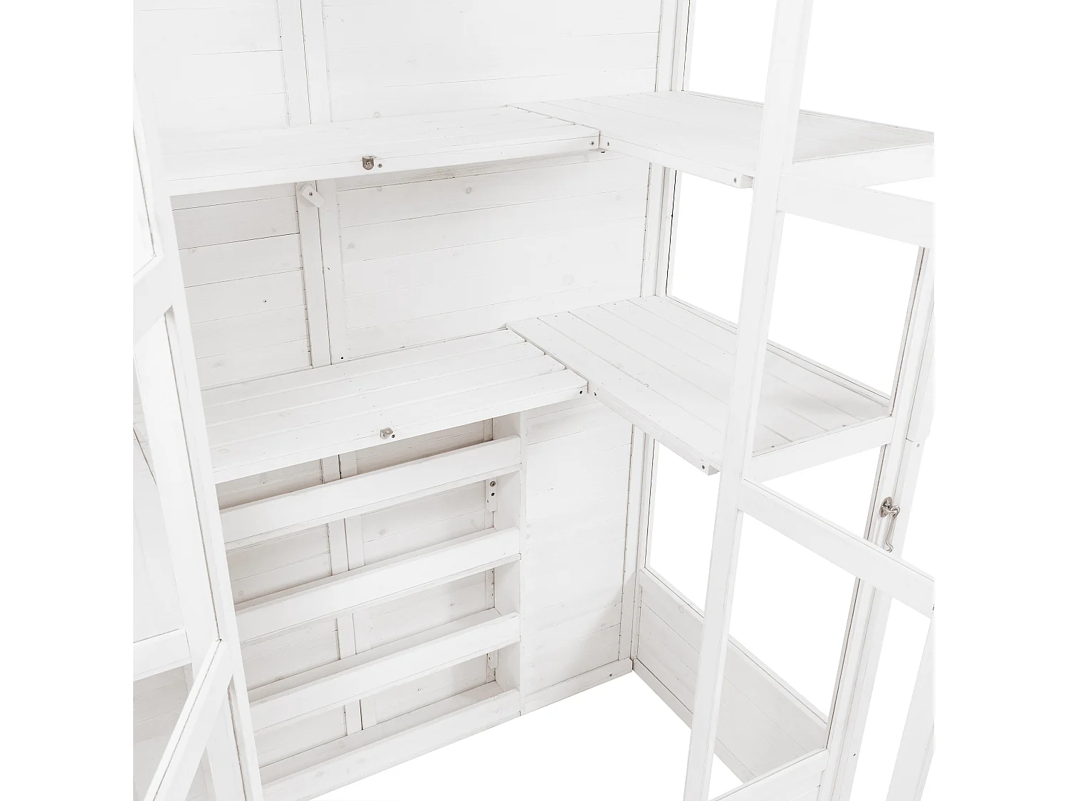 Serre de Jardin Adossée Bois Blanc 2 x 1,55 m Accessible Haut Mur Auto-Vent