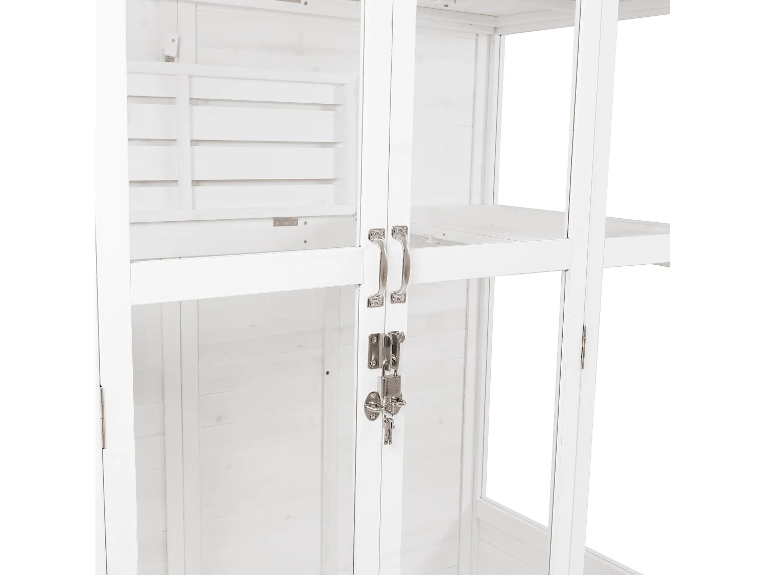 Serre de Jardin Adossée Bois Blanc 2 x 1,55 m Accessible Haut Mur Auto-Vent