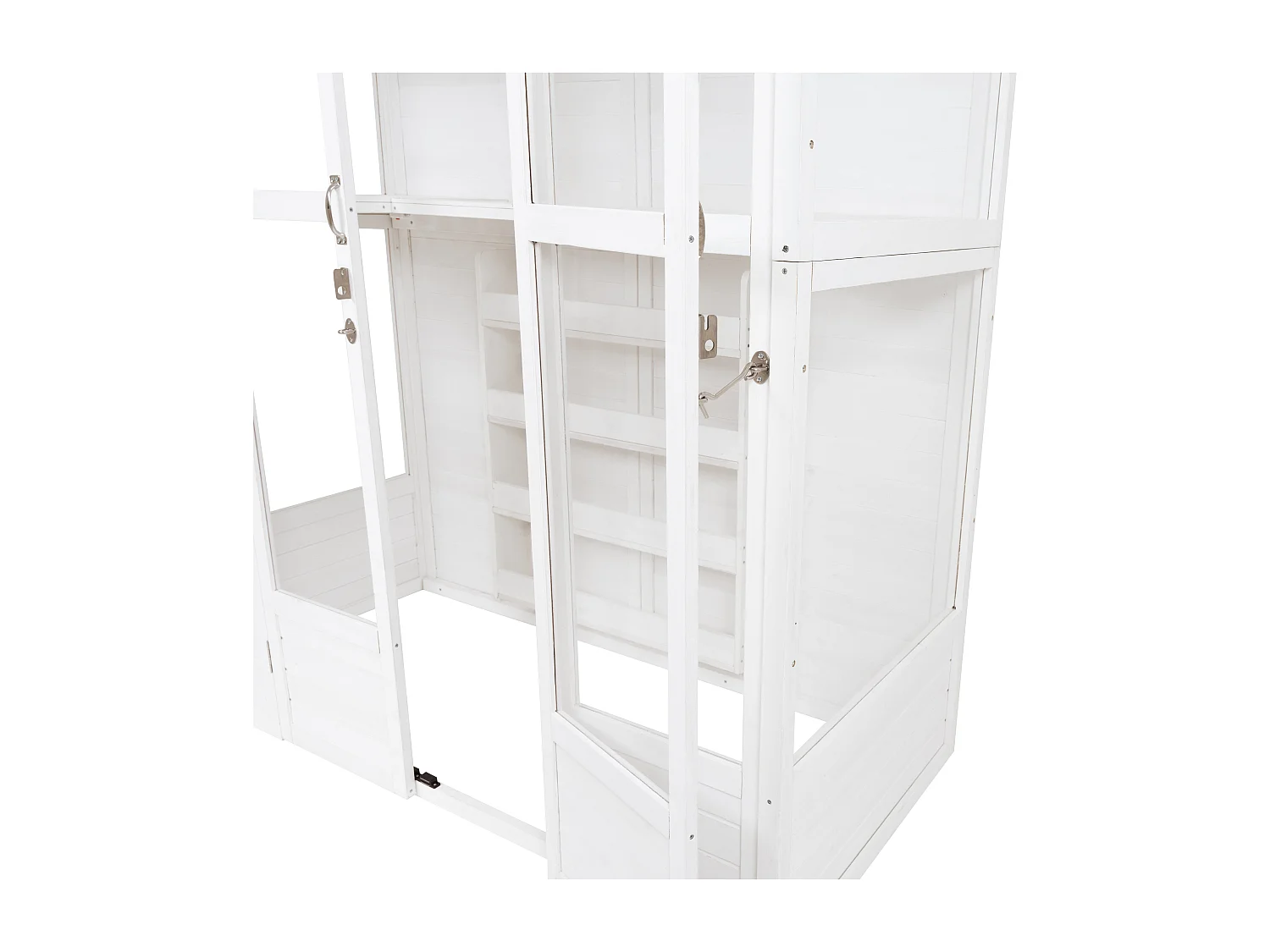 Serre de Jardin Adossée Bois Blanc 2 x 1,55 m Accessible Haut Mur Auto-Vent