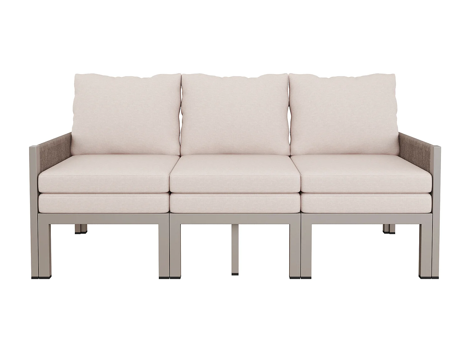 Havemøbelsæt - 3-personers sofa, der kan laves om til chaiselong - galvaniseret jern - khaki