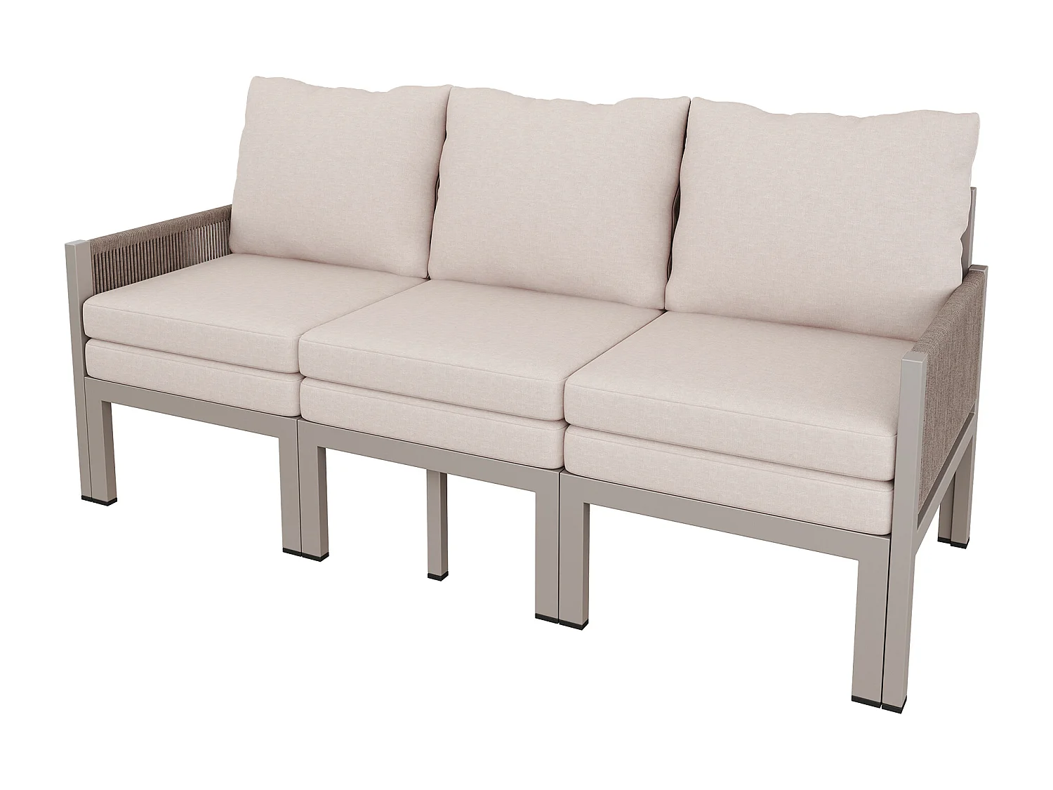 Havemøbelsæt - 3-personers sofa, der kan laves om til chaiselong - galvaniseret jern - khaki