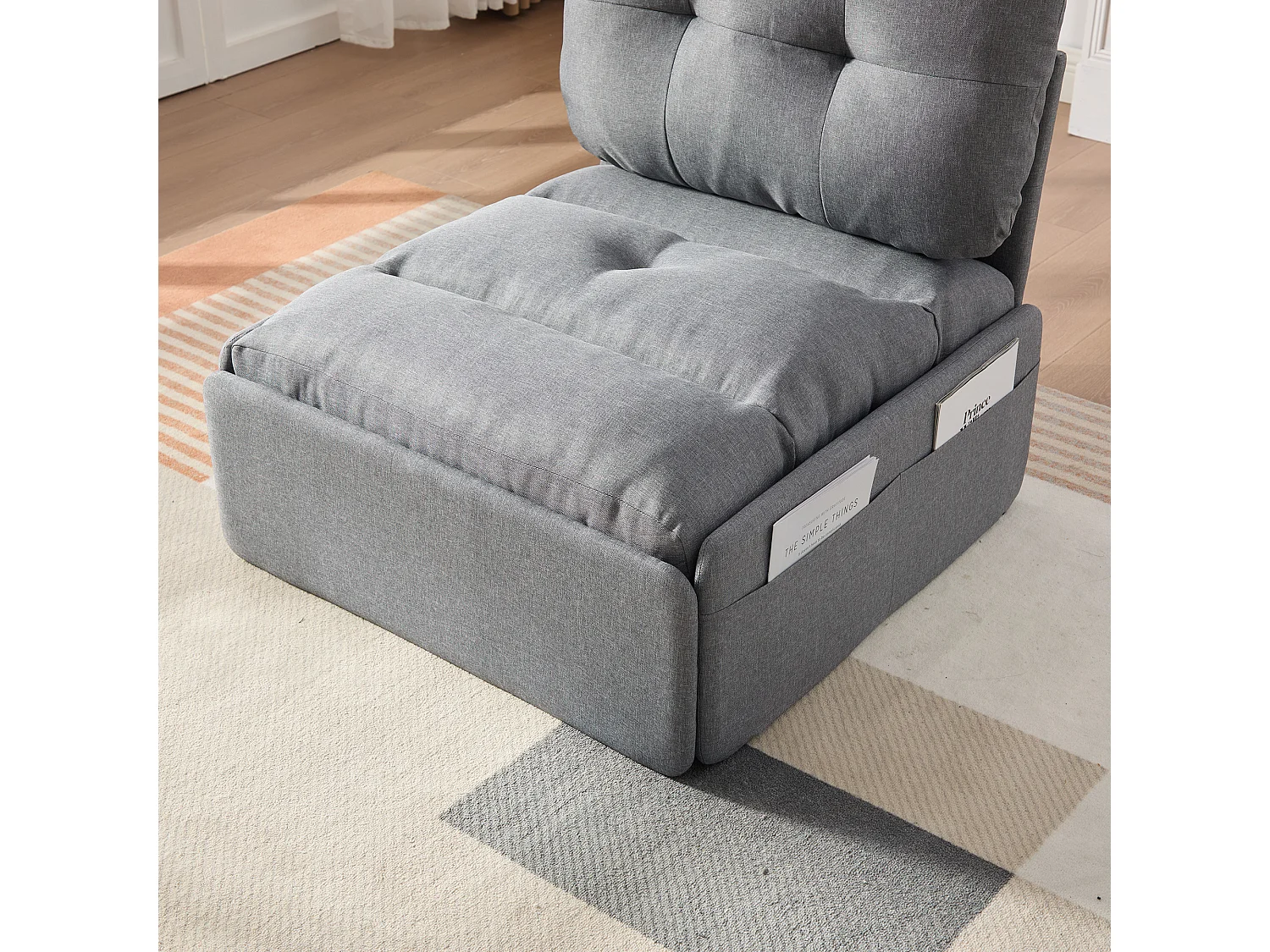 Canapé convertible moderne 2 en 1 - 195 x 81.5 x 90 cm - canapé-lit gigogne avec coussin - lin - gris