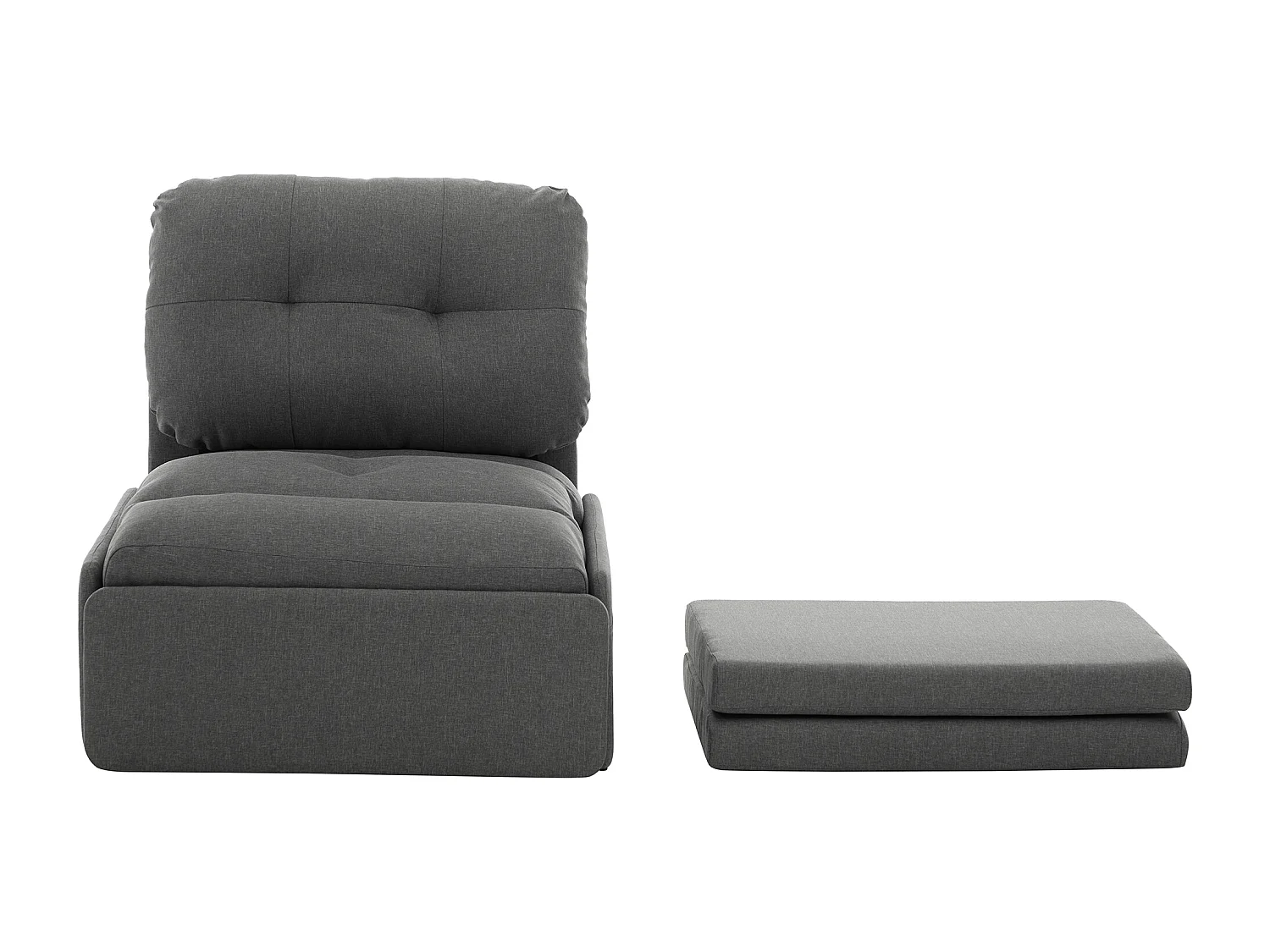 Canapé convertible moderne 2 en 1 - 195 x 81.5 x 90 cm - canapé-lit gigogne avec coussin - lin - gris